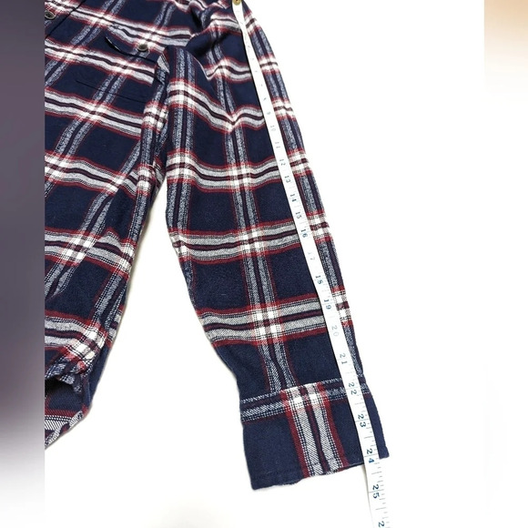 JACHS NY Men's 100% Cotton Flannel Plaid Shirt Jacket Shacket Red Blue Size L - Picture 3 of 7